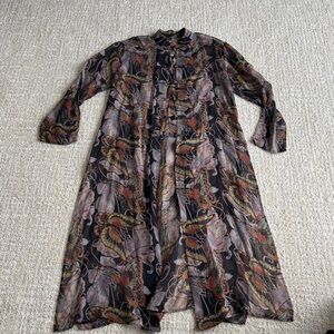 Vintage Sheer Silk Patterned Butterfly Kimono